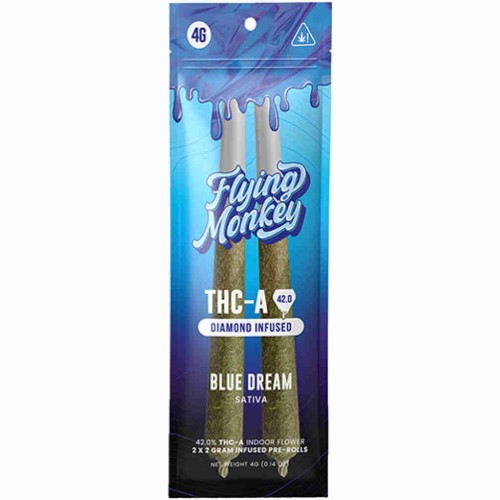 FLYING MONKEY THCA PREROLLS 2 PACK 4G- BLUE DREAM (S)
