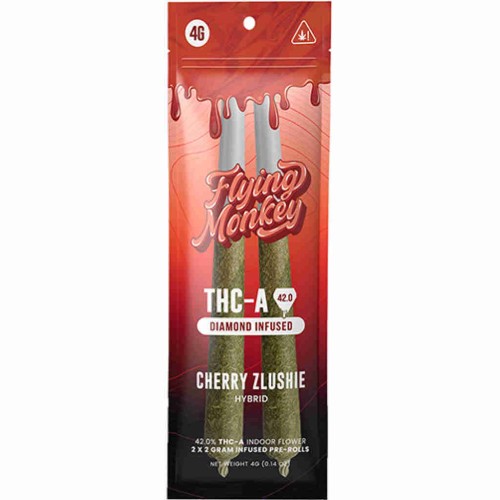 FLYING MONKEY THCA PREROLLS 2 PACK 4G- CHERRY ZLUSHIE (H)