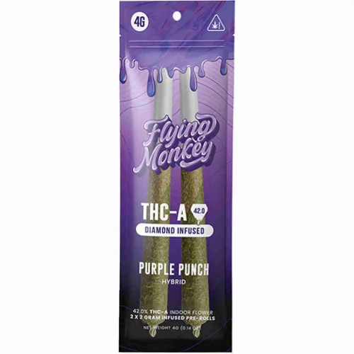 FLYING MONKEY THCA PREROLLS 2 PACK 4G- PURPLE PUNCH (H)