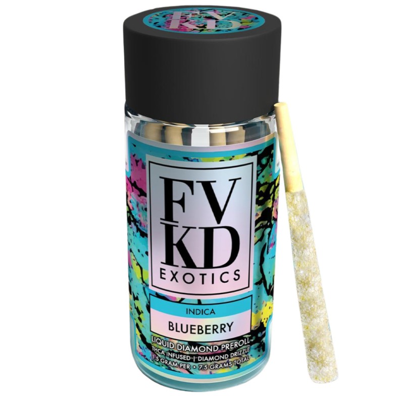 FVKD EXOTICS PREROLLS THCA LIQUID DIAMONDS 5PC- BLUEBERRY (I)