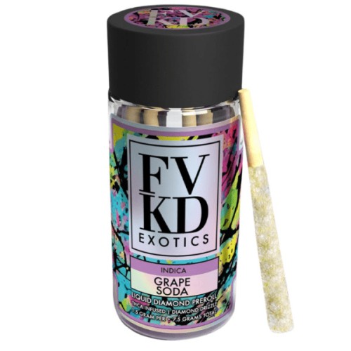 FVKD EXOTICS PREROLLS THCA LIQUID DIAMONDS 5PC- GRAPE SODA (I)