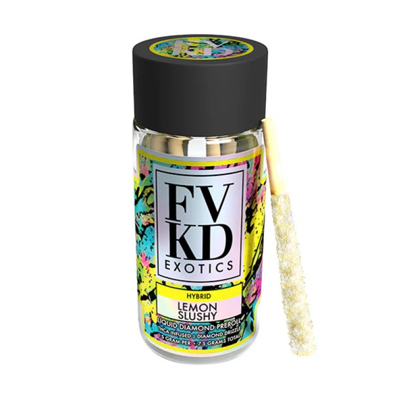 FVKD EXOTICS PREROLLS THCA LIQUID DIAMONDS 5PC- LEMON SLUSHY (H)