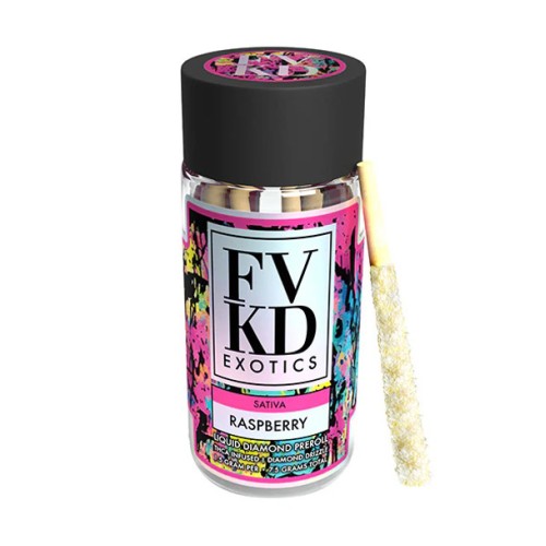 FVKD EXOTICS PREROLLS THCA LIQUID DIAMONDS 5PC- RASPBERRY (S)