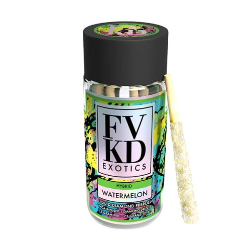 FVKD EXOTICS PREROLLS THCA LIQUID DIAMONDS 5PC- WATERMELON (H)