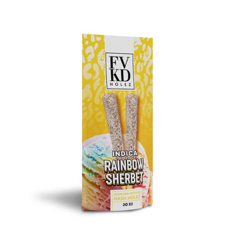FVKD HOLES 2GX2 DIAMOND INFUSED PREROLLS - RAINBOW SHERBET (I)