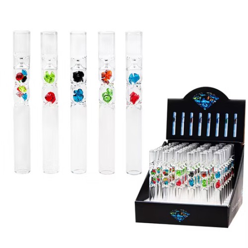 GLASS PIPE WITH CLEAN BRUSH ON STAND 48CT