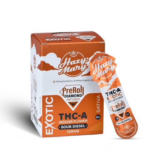 HAZY MARY 1G THCA DIAMOND INFUSED PREROLLS - SOUR DIESEL (S)
