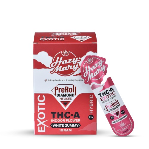 HAZY MARY 1G THCA DIAMOND INFUSED PREROLLS - WHITE GUMMY (H)