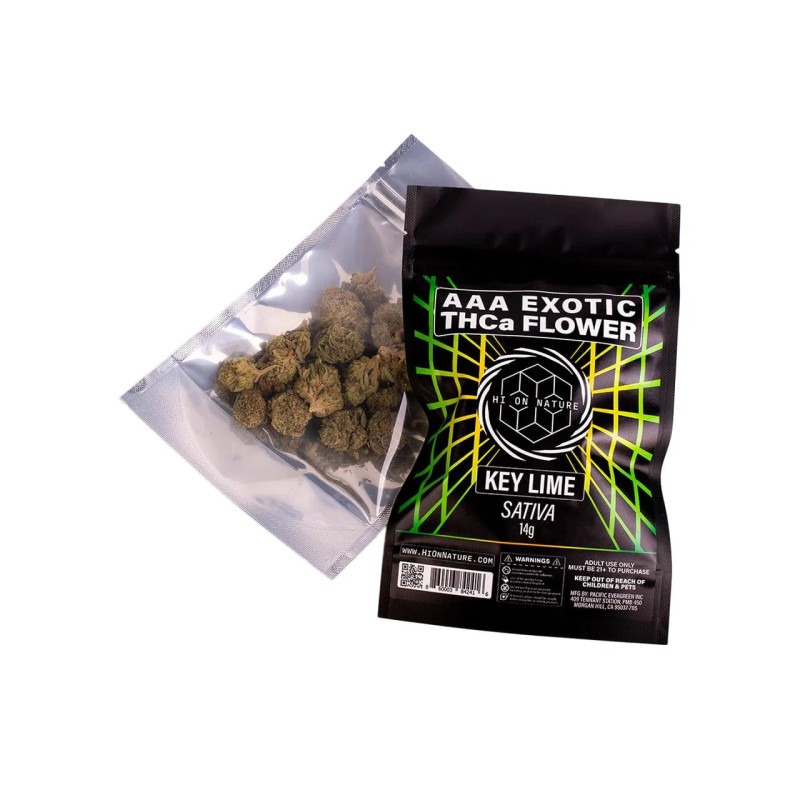 HI ON NATURE AAA THCA EXOTIC FLOWER 14G- KEY LIME (S)