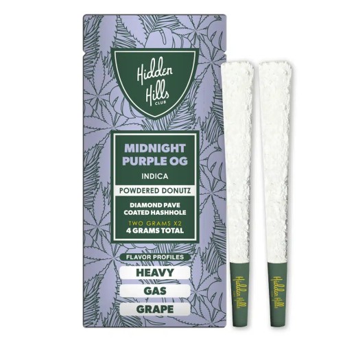 HIDDEN HILLS HASH HOLES PREROLLS 4G 1CT- MIDNIGHT PURPLE OG (I)