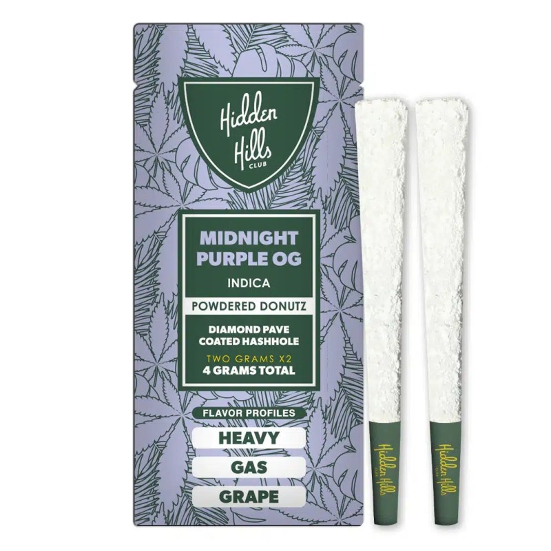 HIDDEN HILLS HASH HOLES PREROLLS 4G 1CT- MIDNIGHT PURPLE OG (I)