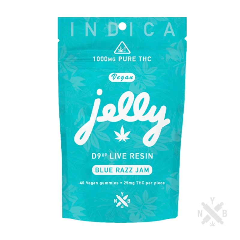 JELLY NYB D9 LIVE RESIN 1000MG JELLY GUMMIES 25MG PC- BLUE RAZZ JAM