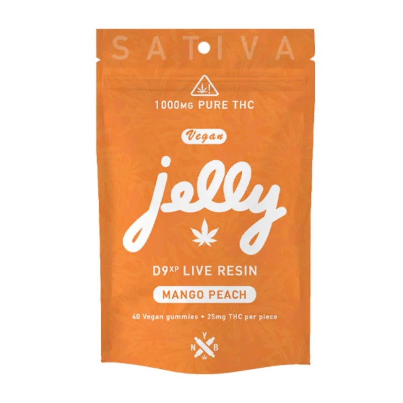 JELLY NYB D9 LIVE RESIN 1000MG JELLY GUMMIES 25MG PC- MANGO PEACH (S)