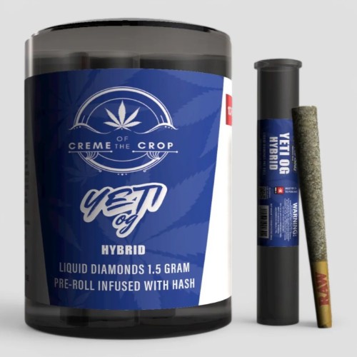 KANNA BOSS CREME OF THE CROP 1.5G LIQUID DIAMOND HASH INFUSED PRE ROLLS- YETI OG (H)