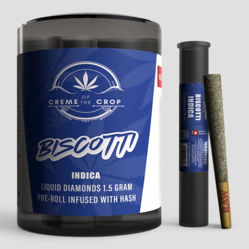 KANNA BOSS CREME OF THE CROP 1.5G LIQUID DIAMOND HASH INFUSED PRE ROLLS- BISCOTTI (H)