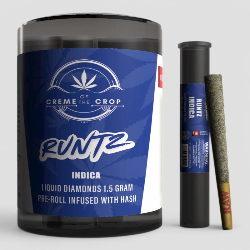 KANNA BOSS CREME OF THE CROP 1.5G LIQUID DIAMOND HASH INFUSED PRE ROLLS- RUNTZ (H)
