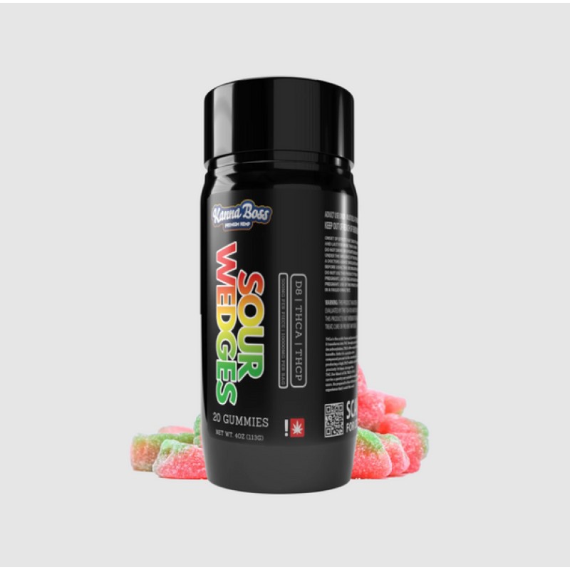 KANNABOSS - 10000MG SOUR CUBE GUMMIES JAR 20CT - SOUR WEDGE