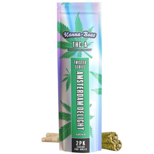 KANNABOSS TWISTED CAVIAR 12PK THC-A PREROLLS - AMESTERDAM DELIGHT (S)