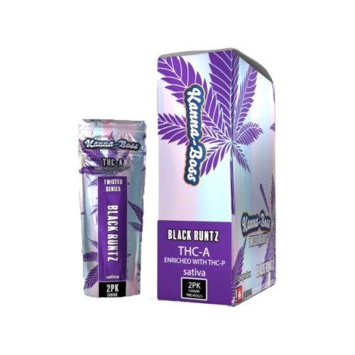 KANNABOSS TWISTED CAVIAR 12PK THC-A PREROLLS - BLACK RUNTZ (S)