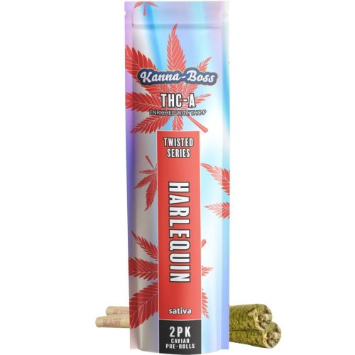 KANNABOSS TWISTED CAVIAR 12PK THC-A PREROLLS - HARLEQUIN (S)