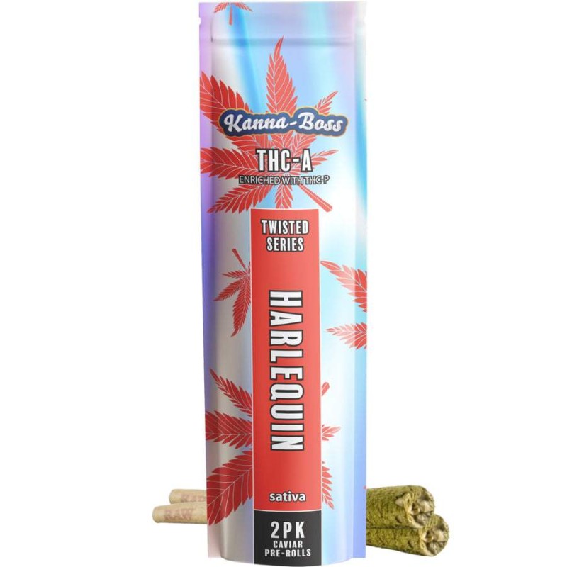 KANNABOSS TWISTED CAVIAR 12PK THC-A PREROLLS - HARLEQUIN (S)