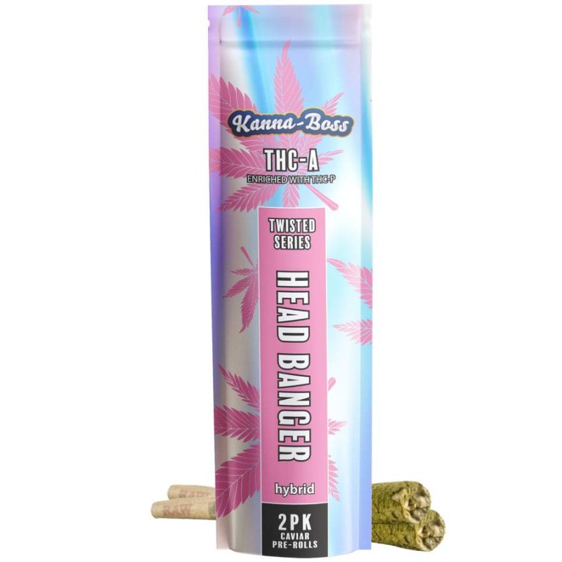 KANNABOSS TWISTED CAVIAR 12PK THC-A PREROLLS - HEAD BANGER (H)