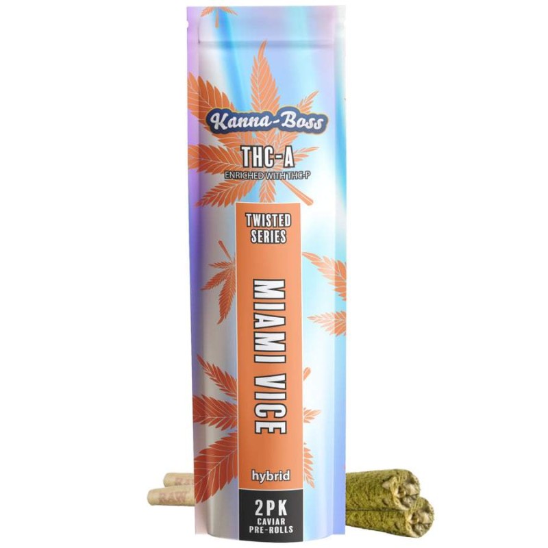 KANNABOSS TWISTED CAVIAR 12PK THC-A PREROLLS - MIAMI VICE (H)