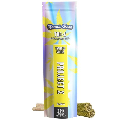 KANNABOSS TWISTED CAVIAR 12PK THC-A PREROLLS - PROJECT X (I)