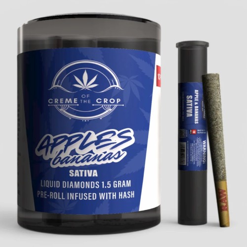 KANNA BOSS CREME OF THE CROP 1.5G LIQUID DIAMOND HASH INFUSED PRE ROLLS- APPLE & BANANAS (S)