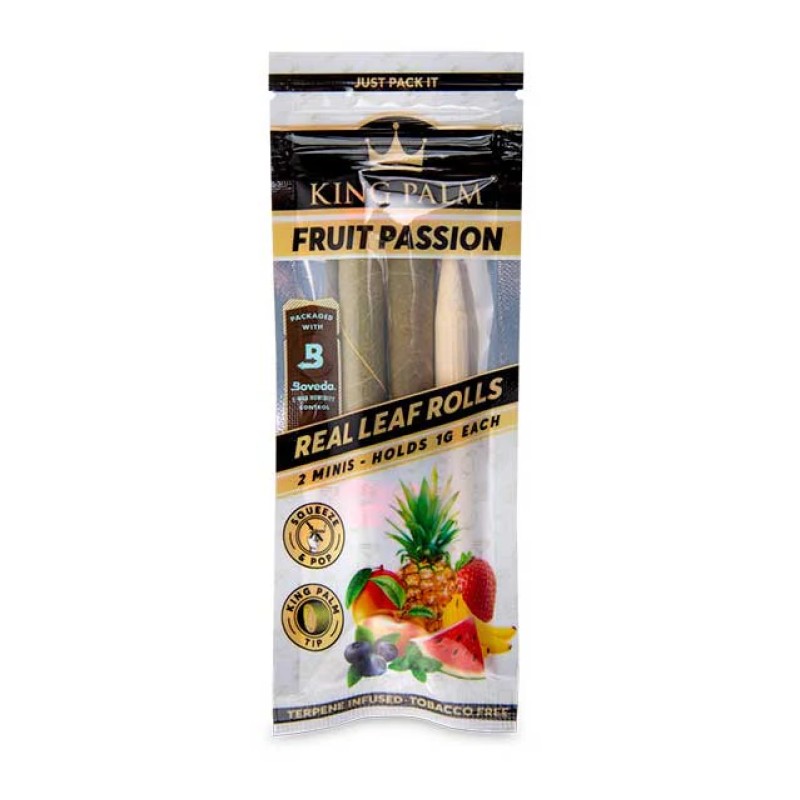 KING PALM LEAF TUBES MINI ROLLS 1G 20PK/2PC- FRUIT PASSION