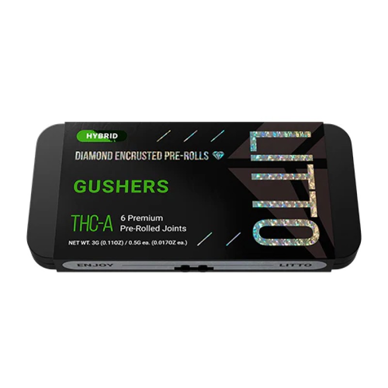 LITTO THC-A PREROLLS 6 PER PACK 5 BOX DISPLAY - GUSHERS (H)