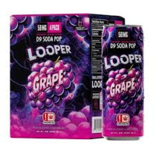 LOOPER D9 HEMP DERIVED SODA POP 50MG 4PK- GRAPE