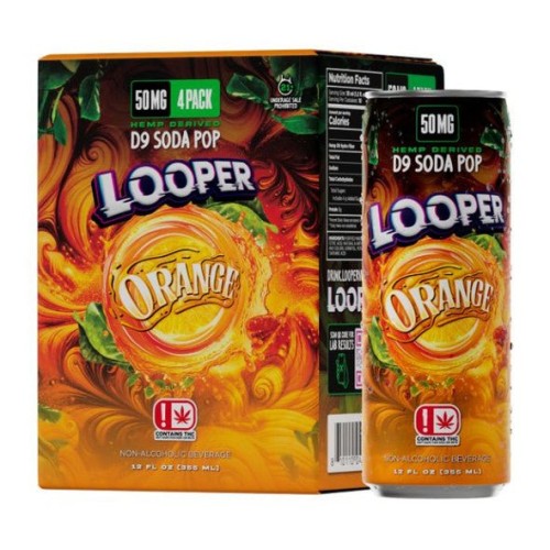 LOOPER D9 HEMP DERIVED SODA POP 50MG 4PK- ORANGE