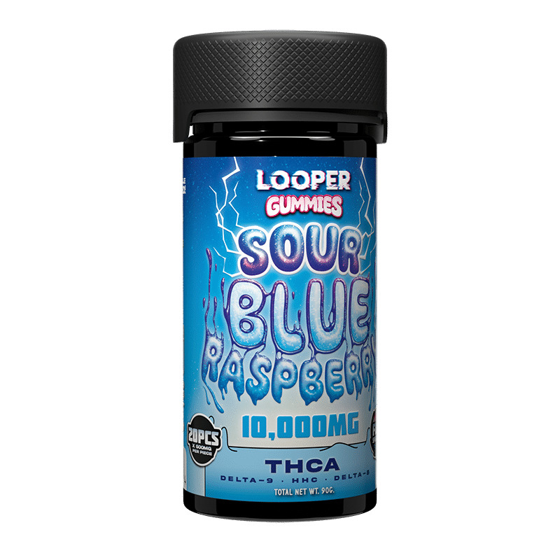LOOPER THCA BADDER 2PC/PK GUMMIES 25PK DISPENSER- SOUR BLUE RASPBERRY