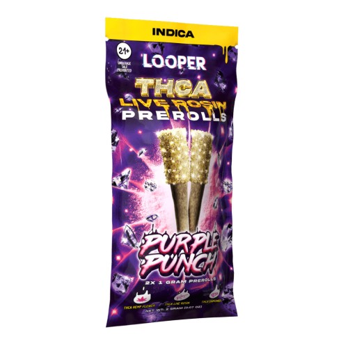 LOOPER THCA LIVE ROSIN PREROLLS 2PC 1G 10PACK- PURPLE PUNCH (I)