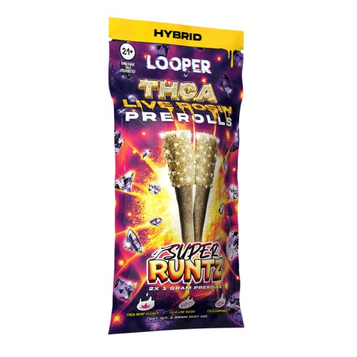 LOOPER THCA LIVE ROSIN PREROLLS 2PC 1G 10PACK- SUPER RUNTZ (H)