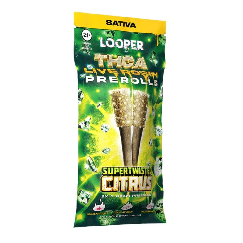 LOOPER THCA LIVE ROSIN PREROLLS 2PC 1G 10PACK- SUPERTWISTED CITRUS (S)