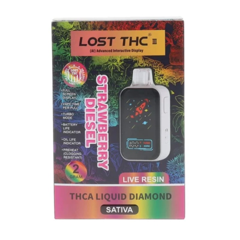 LOST THC 2G THC-A LIQUID DIAMOND DISPOSABLE - STRAWBERRY DIESEL (S)