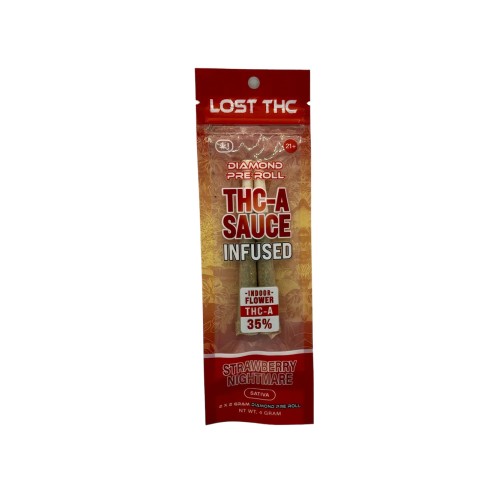 LOST THC 2PK 4G DIAMOND INFUSED THC-A PREROLL - STRAWBERRY NIGGHTMARE (S)