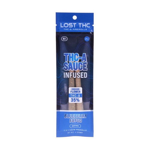 LOST THC 2PK 4G DIAMOND INFUSED THC-A PREROLL - BLUEBERRY FAYGO (S)