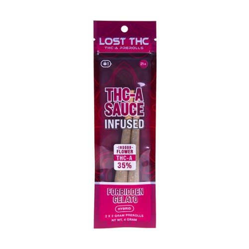 LOST THC 2PK 4G DIAMOND INFUSED THC-A PREROLL - FORBIDDEN GELATO (H)