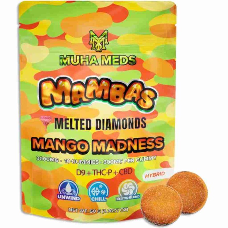 MUHA MEDS MAMBAS 3G MELTED DIAMONDS GUMMIES - MANGO MADNESS (H)