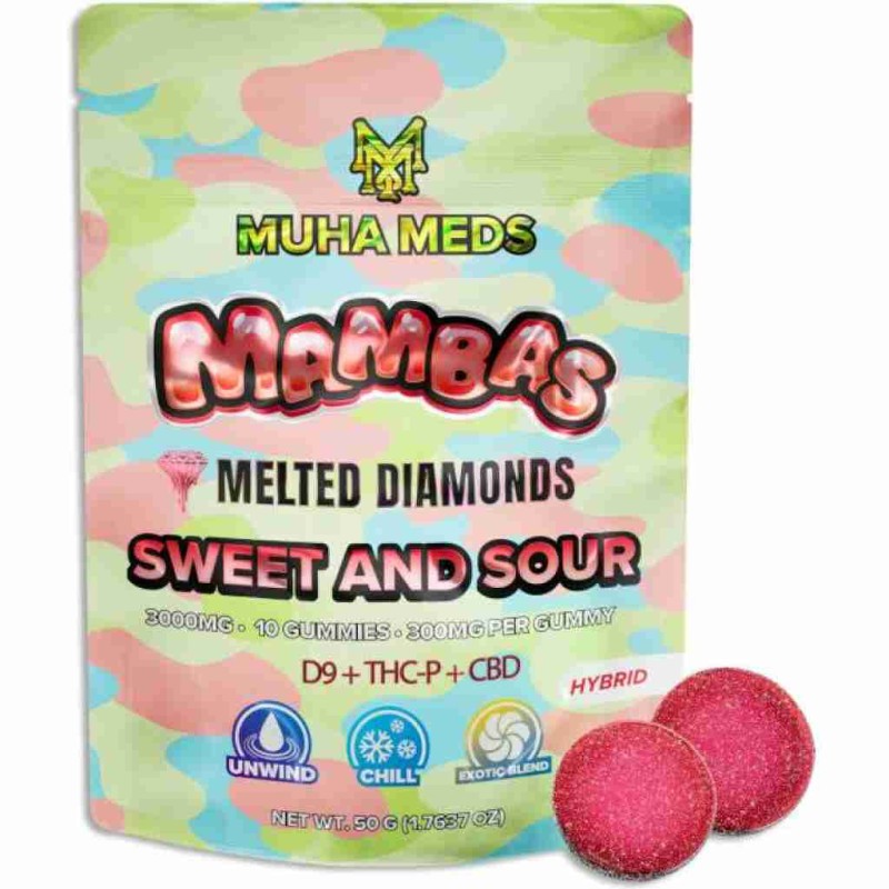 MUHA MEDS MAMBAS 3G MELTED DIAMONDS GUMMIES - SWEET AND SOUR (H)