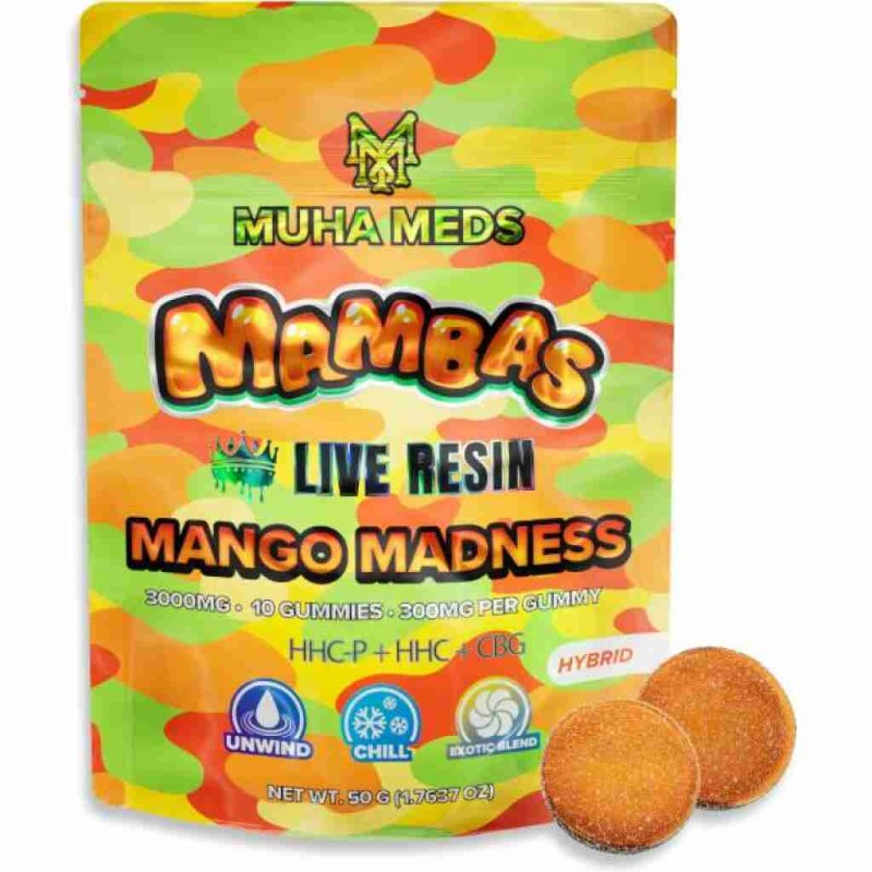 MUHA MEDS MAMBAS 3G LIVE RESIN GUMMIES - MANGO MADNESS (H)