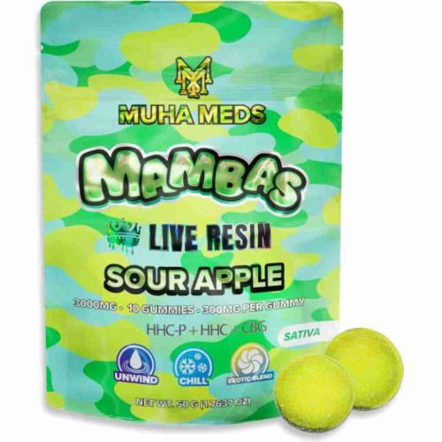 MUHA MEDS MAMBAS 3G LIVE RESIN GUMMIES - SOUR APPLE (S)