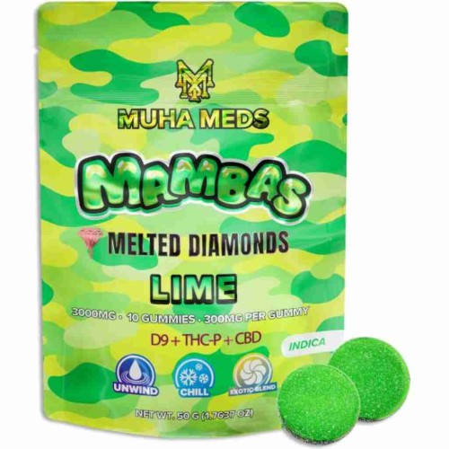 MUHA MEDS MAMBAS 3G MELTED DIAMONDS GUMMIES - LIME (I)
