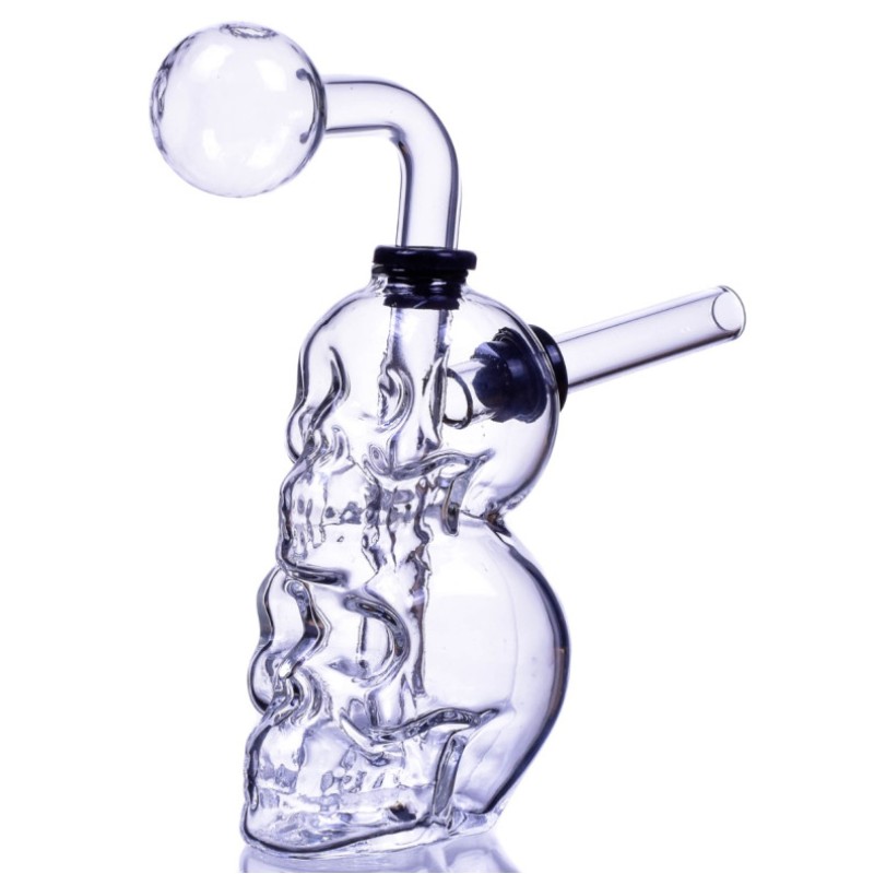 OIL BURNER 6" SKULL SHAPE CLEAR- OB054
