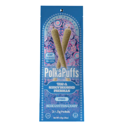 POLKA PUFFS THC-A DIAMOND PREROLLS 2X1.25G- BLUE COTTON CANDY (H)