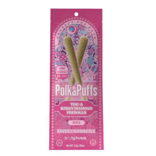 POLKA PUFFS THC-A DIAMOND PREROLLS 2X1.25G- LYCHEE SOUR FIZZ (I)