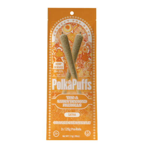 POLKA PUFFS THC-A DIAMOND PREROLLS 2X1.25G- ORANGE CREAMSICLE (S)